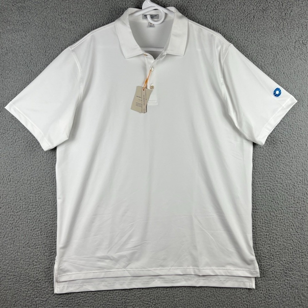 Peter Millar Summer Comfort Crown Sport Polo Shirt Mens XL White Sleeve Logo NWD